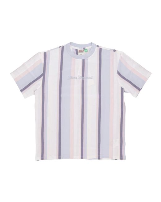 Guess Gestreept Verticaal T-Shirt Puur Wit in het Purple voor heren