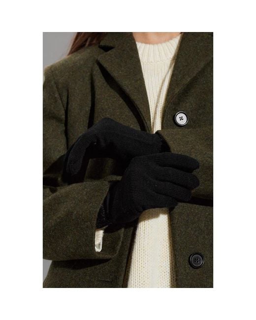 Moschino Black Logo Strickhandschuhe