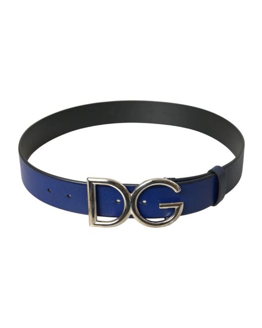 Dolce & Gabbana Blauer ledergürtel metallschnalle in Blue für Herren
