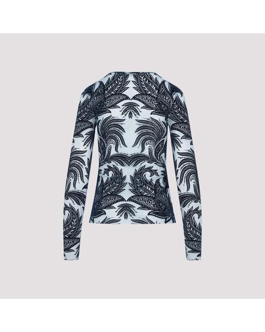Etro Blue Long Sleeve T-Shirts