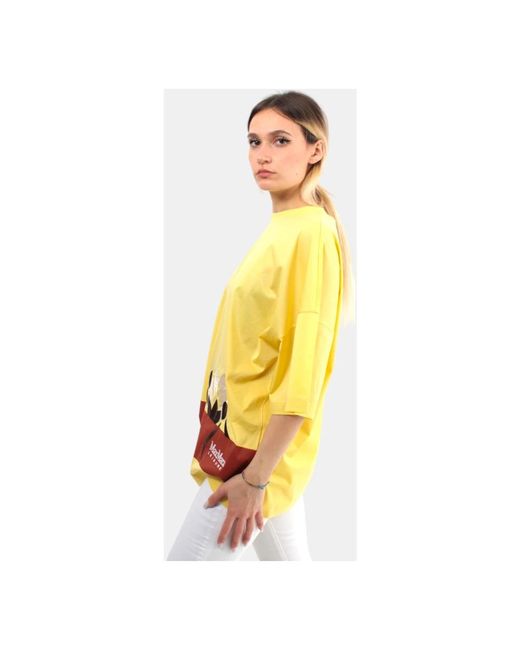 Max Mara Yellow Gelbes t-shirt mit frontstickerei
