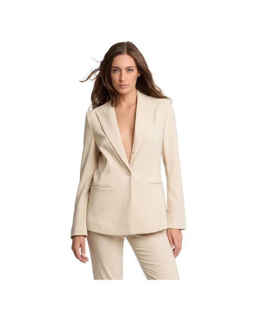 Kocca Jassen ,Wit ,Blazer Voor Elke Gelegenheid Met Enkele Knoop in het Natural