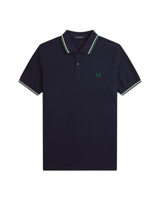 Fred Perry Tops ,Blauw ,Katoen Gestreept Geribbeld Katoenen Poloshirt in het Blue voor heren