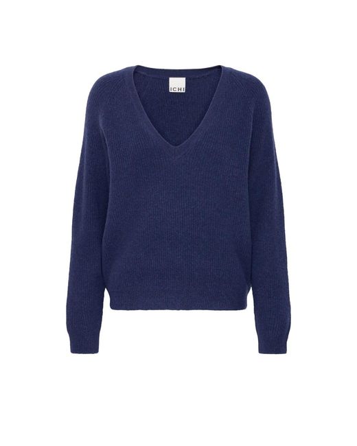 Ichi Blue V-Neck Knitwear