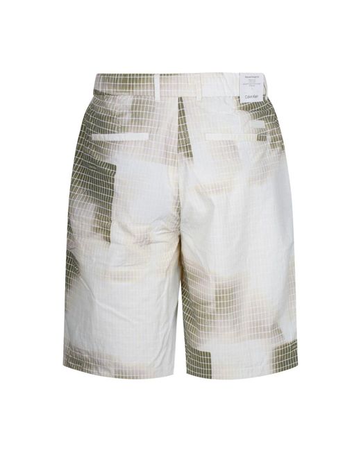 Calvin Klein Leichte diffuse gitter shorts in weiß in Gray für Herren