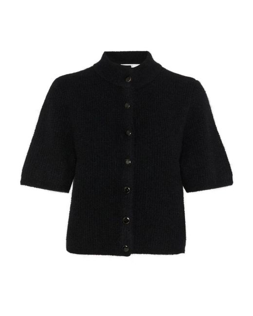 Gestuz Truien & Vesten ,Zwart ,Kort Vest Met Hoge Hals in het Black