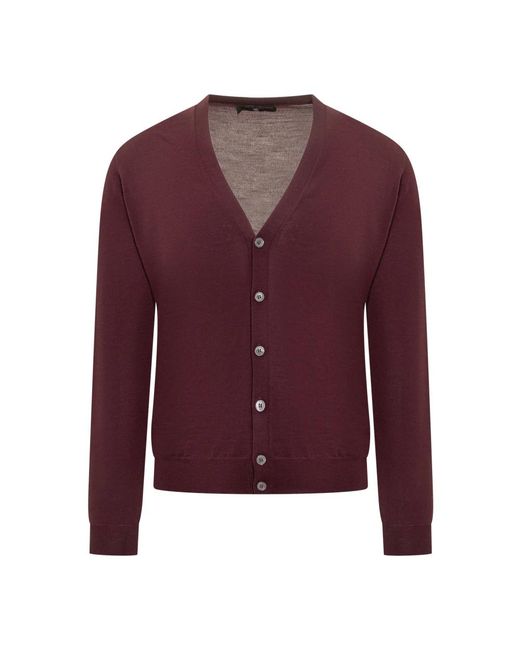 FILIPPO DE LAURENTIIS Truien & Vesten ,Rood ,Wol Royal Merino Wollen Vest in het Purple voor heren