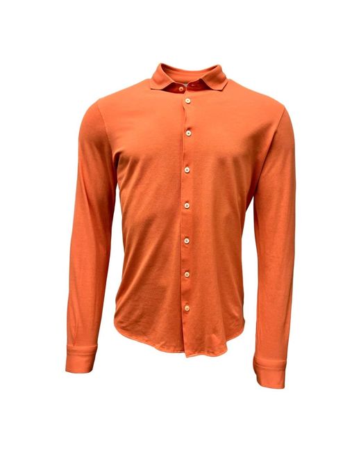 Camicia pique arancione stile italiano leggero di Gran Sasso in Orange da Uomo