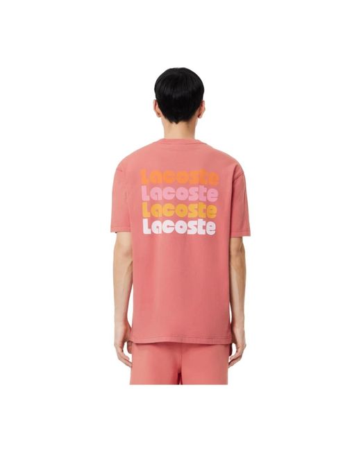 Lacoste Rosa trendiges baumwoll-t-shirt in Pink für Herren