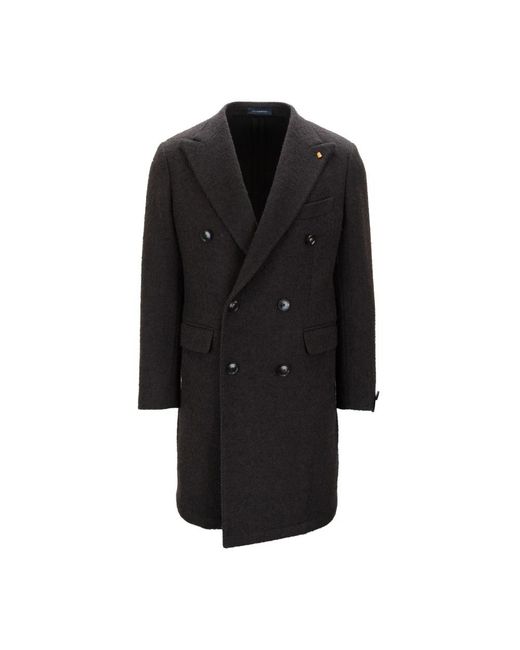 Sartoria Latorre Black Double-Breasted Coats for men