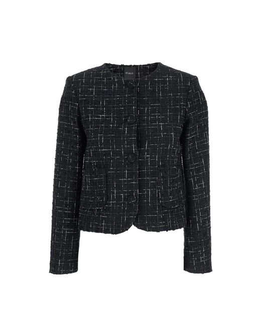 Tweed Jackets Plain de color Black