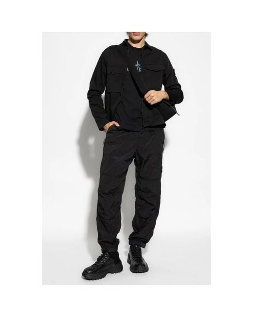 Stone Island Black Wide Trousers for men