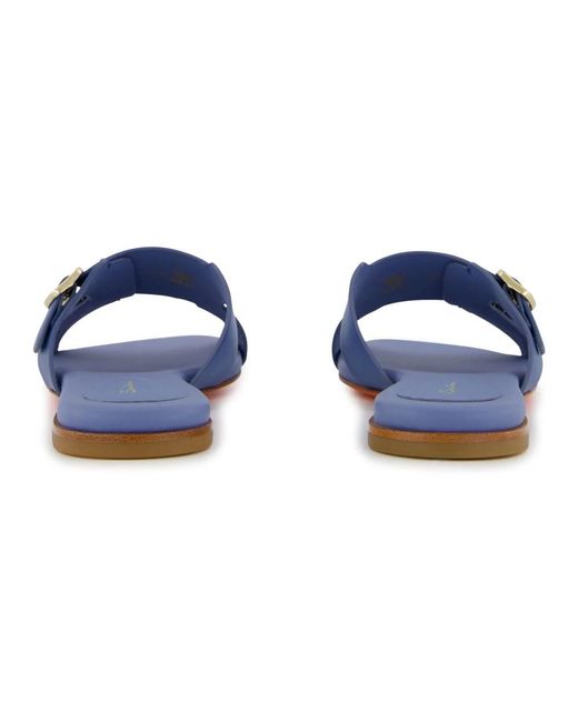 Santoni Blue Italienische leder slides sandalen