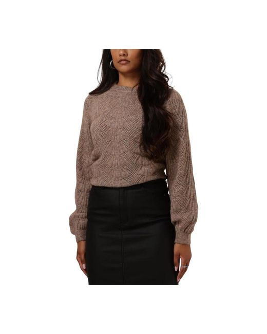Object Flora Re L/S Gebreide Pullover in het Brown
