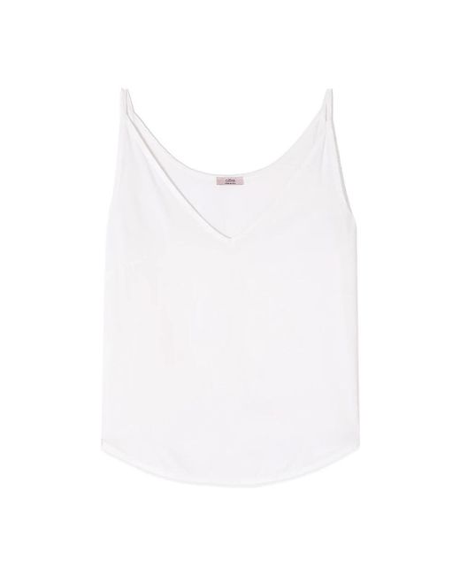 Oltre Tops ,Wit ,Viscose V-Hals Top in het White