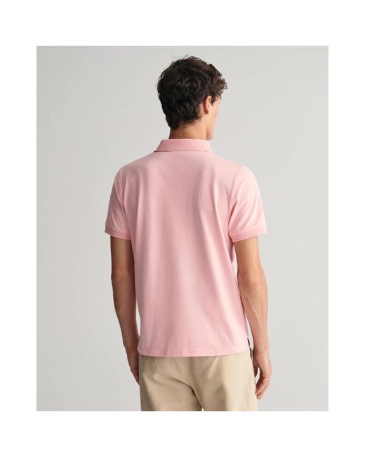 Gant Tops ,Roze ,Katoen Contrast Piqué Polo Shirt in het Pink voor heren