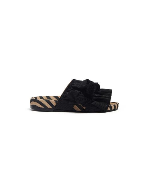LaDoubleJ Schoenen ,Zwart ,Tweed Pimento Slide in het Black