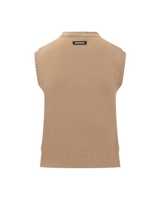 MSGM Brown Round-Neck Knitwear