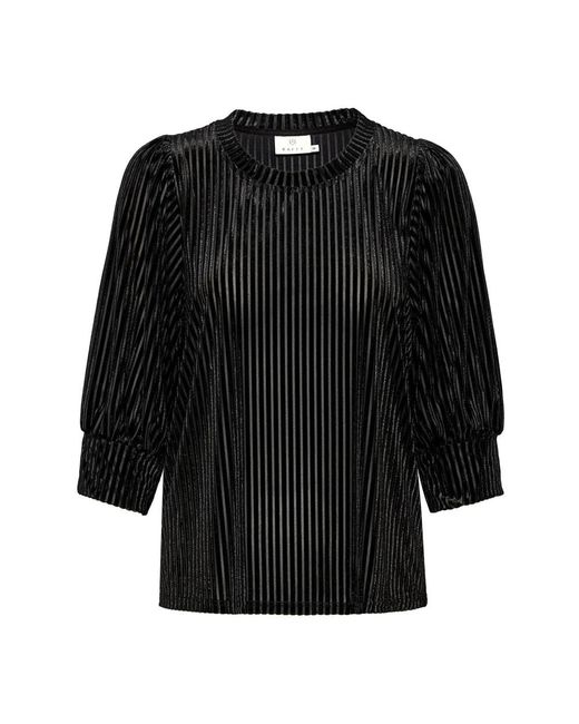 Kaffe Overhemden ,Zwart ,Zwarte Diepe Blouse Met Pofmouwen in het Black