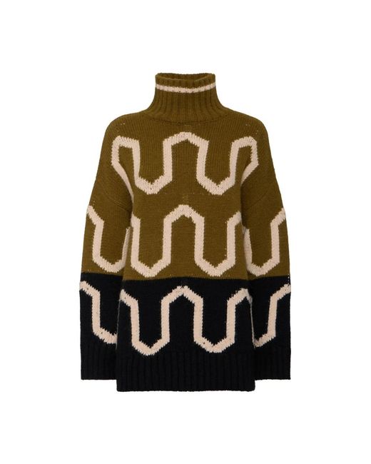 LaDoubleJ Truien & Vesten ,Veelkleurig ,Wol Comber Turtleneck in het Green
