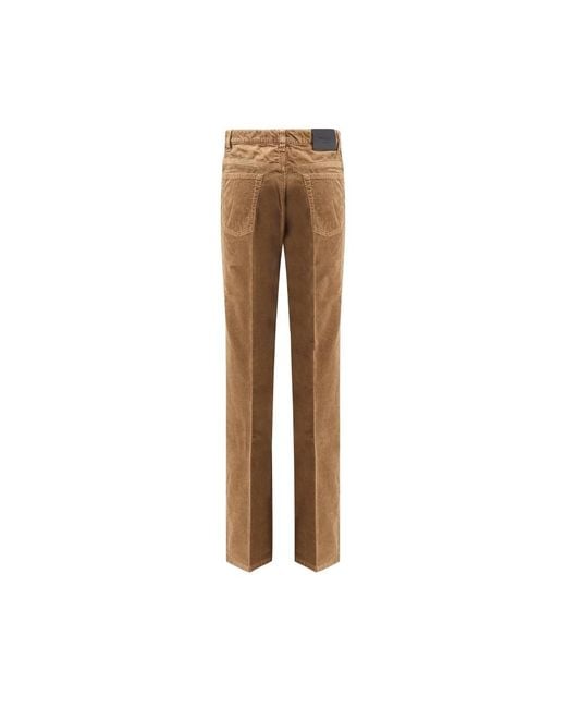 Saint Laurent Hoge Taille Wijde Pijp Broek in het Brown