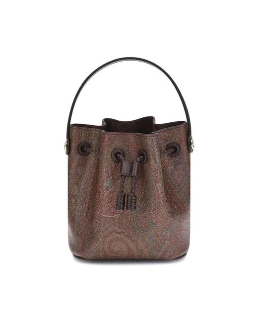 Etro Brown Mini Eimer Tasche Mit Lederbesatz