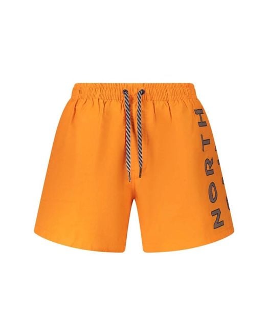 North Sails Oranje Swim Boxer Met Ocean Print in het Orange voor heren
