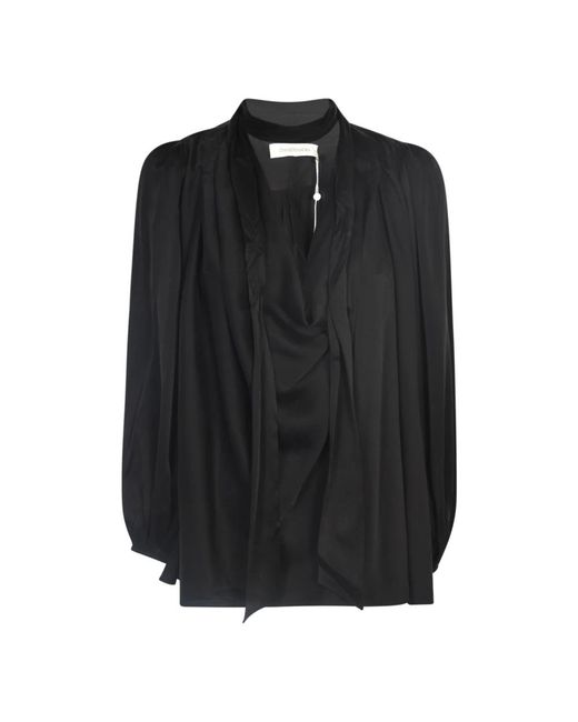 Camisa negra con lazo de seda Zimmermann de color Black