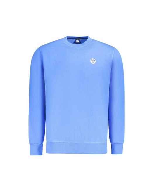North Sails Hoodies & Sweatvesten ,Blauw ,Katoen Blauwe Katoenen Trui in het Blue voor heren