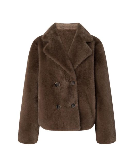 Joop! Brown Stilvolle Faux Fur Shearling Jacken