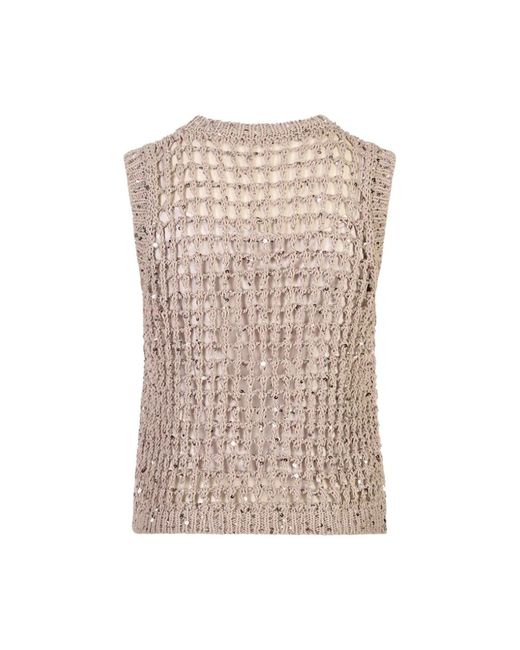 Peserico Brown Round-Neck Knitwear