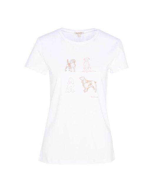 T-shirt con stampa grafica collo rotondo di Barbour in White