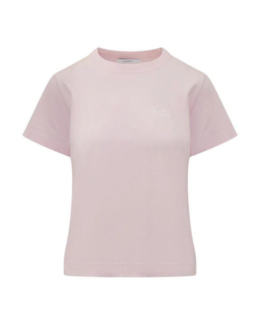 Givenchy Tops ,Roze ,Katoen T-Shirt Van Katoen Met Stamp-Print in het Purple