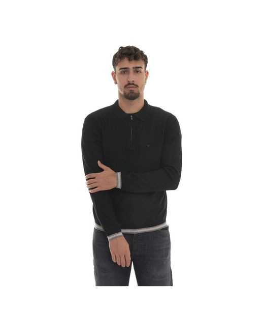 Round-Neck Knitwear di Emporio Armani in Black da Uomo