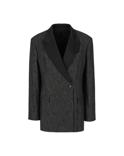 Brunello Cucinelli Denim Effect Twill Blazer in het Black