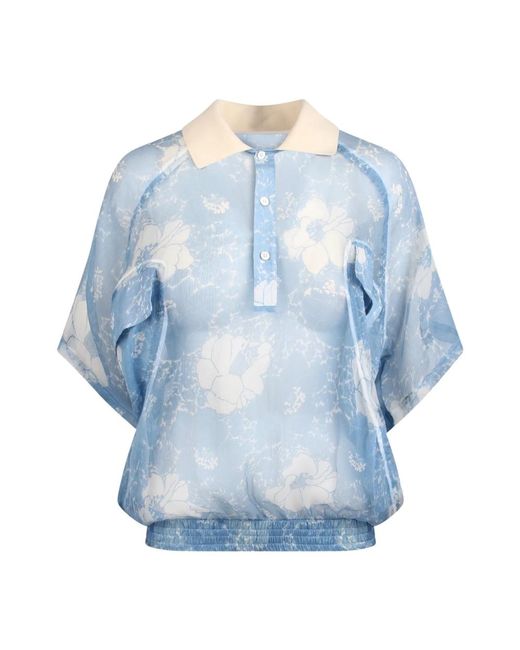 Camisa de seda floral Plan C de color Blue