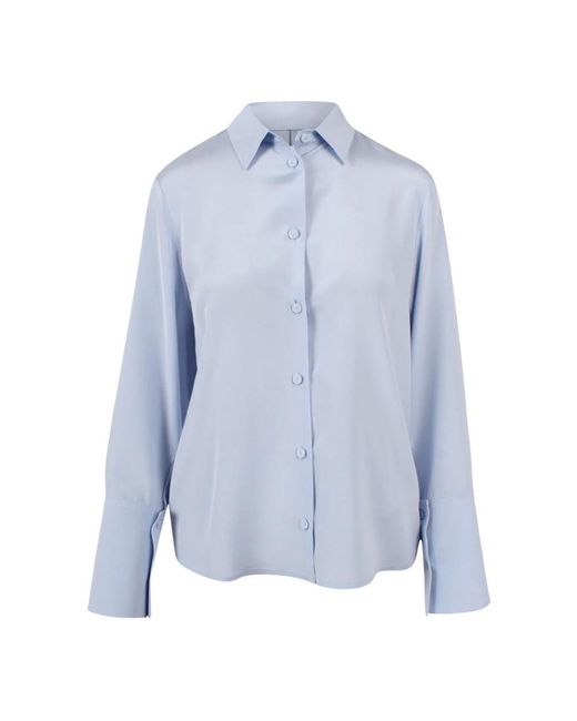 Max Mara Overhemden ,Blauw ,Voliera Zijden Crêpe De Chine Blouse in het Blue