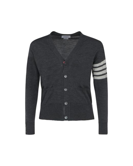 Thom Browne Truien & Vesten ,Grijs ,Wol Gestreepte Manchetten Wollen Vest in het Black voor heren