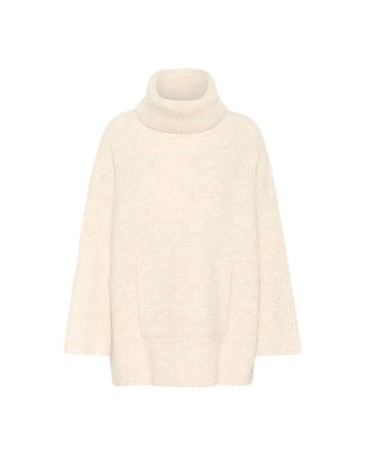 Part Two Truien & Vesten ,Wol Birch Melange Poncho Stijlvol Comfortabel Gelaagdheid in het Natural