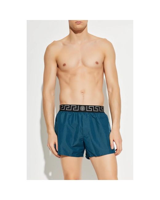 Versace Badmode ,Blauw ,Polyester Greca Border Zwemshorts in het Blue voor heren