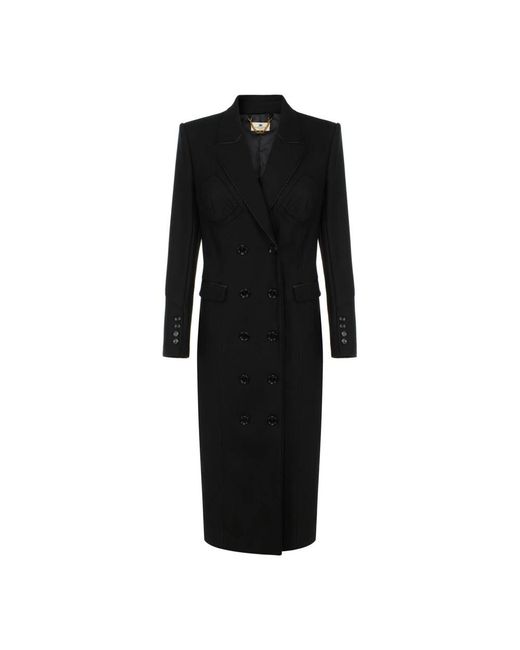 Elisabetta Franchi Black Double-Breasted Coats