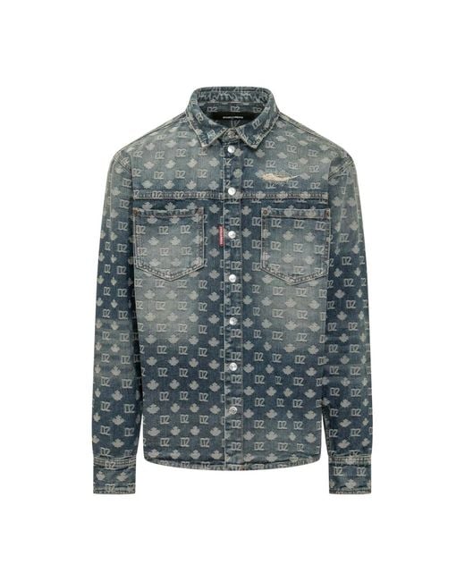 DSquared² Overhemden ,Blauw ,Overshirt in het Gray voor heren