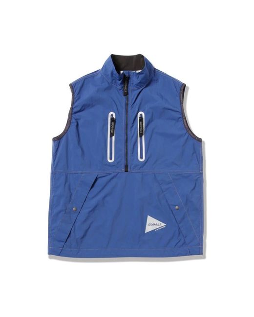 Gramicci Jassen ,Blauw ,Nylon Blauwe Geborstelde Nylon Vest in het Blue voor heren