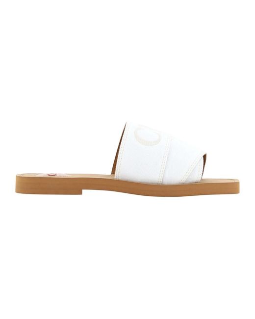 Chloé Weiße baumwoll-woody-slides-sandalen in White für Herren