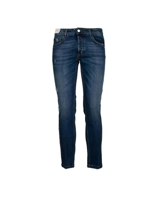 Jeans corti in denim scuro con abrasioni di Entre Amis in Blue da Uomo