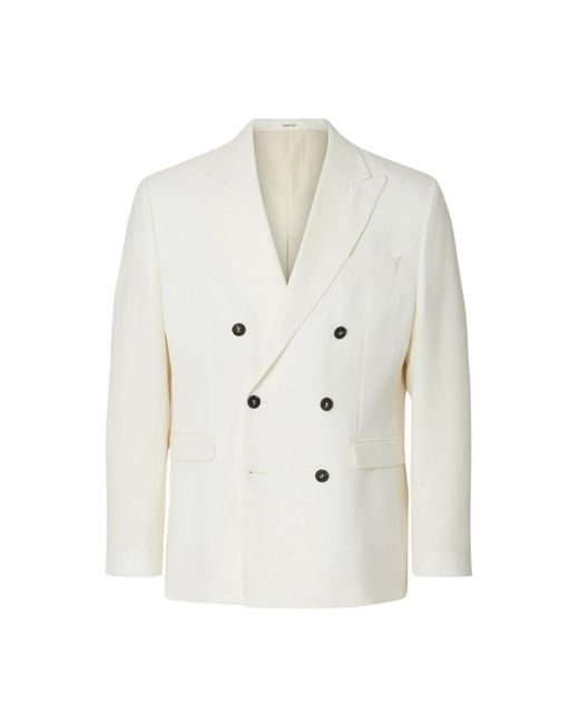 SELECTED Reg Beck Wool Blend Blazer in het White voor heren