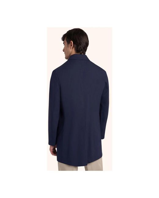 Kiton Navy linen trench coat in Blue für Herren