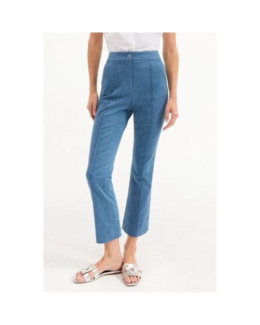 Veronica Beard Blue Cropped Trousers