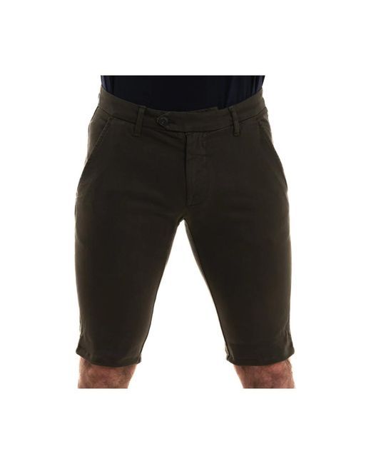 Bermuda shorts in tessuto a tinta unita slim fit di Roy Rogers in Black da Uomo