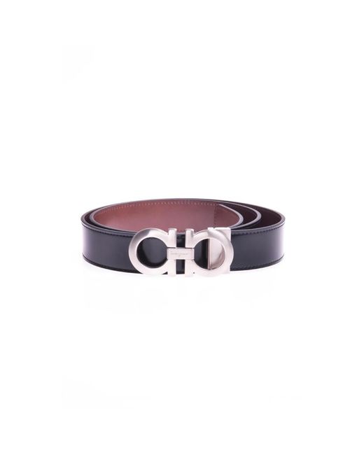 Ferragamo Accessoires ,Zwart ,Leer Leren Riem in het Purple voor heren